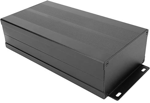 Scatola Alluminio Elettronica fai te con circuito stampato Projet scatola, alloggiamento di raffreddamento, scatola in lega di alluminio, 55 x 106 x 200 mm (sabbia nera con piastra di piegatura)