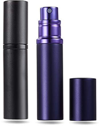 AsaNana Perfume Atomiser, Refillable & Travel Size Perfume Bottle, Leaking Proof,Bottom Pump without Funnel, Luxurious Small women and men, 5ml (CLa-2P(Black&MatBlue))