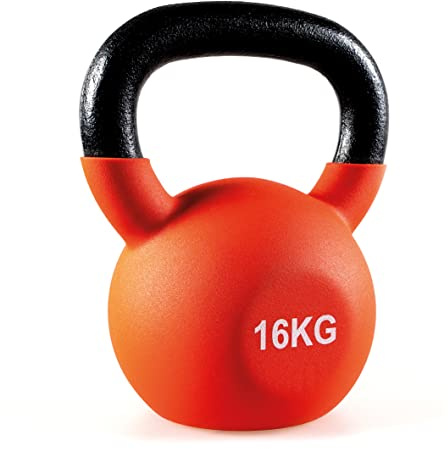 Bestfor 16kg Cast Iron Neoprene Coated Kettlebells, Ideal for Home Gym Exercise Training Weights for Fitness and Strength, Easy Grip Kettlebell Anti Roll Design 16 kg Weight.