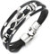 COOLSTEELANDBEYOND Damen Herren DREI Reihen Unendlich Liebe Number 8 Freundschaftsbänder Schwarz Lederarmband Wulst Tunnel Charme