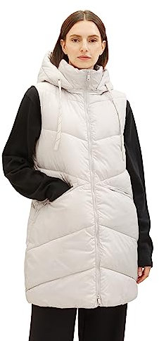 TOM TAILOR Damen 1037562 Longstyle Steppweste, 16339-clouds Grey, M