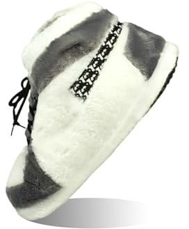 LAPRBY Sneaker Slippers Non Slip Sole Indoor House Plush Slippers Unisex Indoor Floor Cotton Shoes (White Grey,5.5,12)