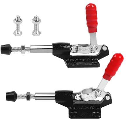 EXLECO Lot de 2 grands tendeurs de barre de poussée - Avec vis de rechange - Pince de serrage réglable - Pour trou incliné - Aide au perçage - Menuiserie - Soudage - Noir