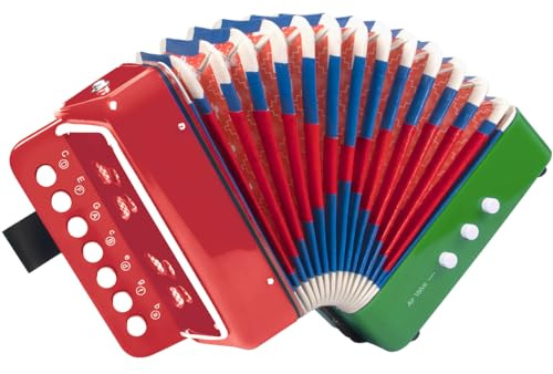 Horse Kids Accordion 10 Keys Control Button Accordion Musical Instruments for Kids Beginners Lightweight and Eco-Friendly