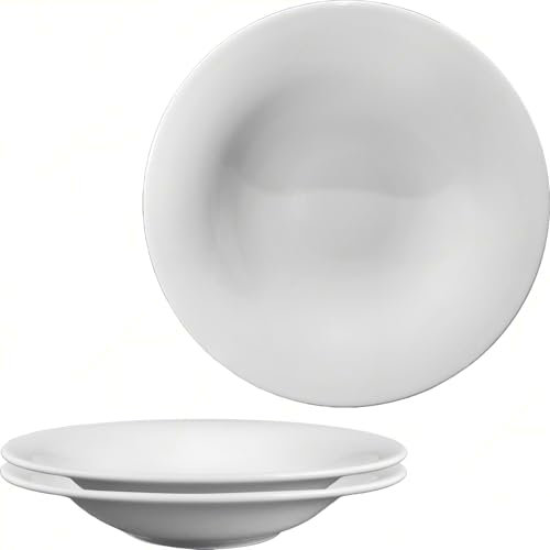 Sicignano | Set 2 Piatto Fondo Porcellana Bianco Rotondo cm 26 Napoli Pasta B-Bowl per Primi Piatti, Resistente, Lavabile in Lavastoviglie, Adatto per Microonde, Made in Italy