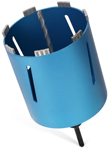 Corona de diamante M22 para taladros de núcleo, incluye turbo de 10 mm, longitud de 200 mm, diámetro de 150 mm, adaptador SDS-PLUS, corona de perforación húmeda y seca, soldada con láser para