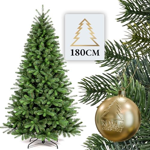 ROYAL CHRISTMAS Weihnachtsbaum künstlich 180cm inkl. Metallständer - Naturgetreu mit dichten Zweigen - Künstlicher Weihnachtsbaum für Innen- & Außenbereich –Tannenbaum künstlich