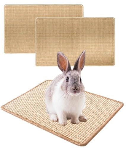 bangminda Lot de 2 Tapis à Gratter pour Lapin Tapis de Soin des Griffes et Dents pour Cages Lapin Tapis d'sisal pour Rongeurs Jouets Mâcher Litière Rongeurs Jouets à Mâcher pour Hamsters Cochon d'Inde