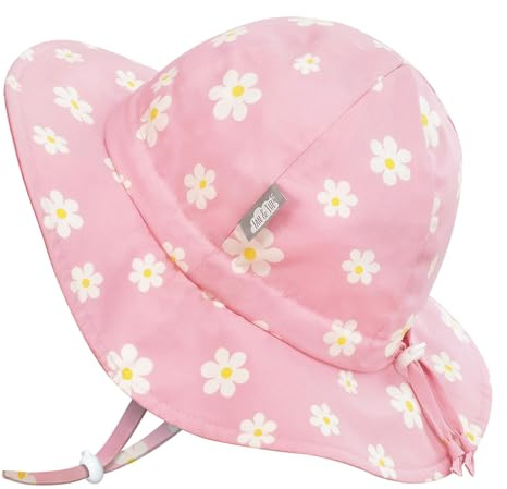 Jan & Jul Mädchen Baumwoll-Sonnenhut, 50+ UPF Sommerfloppy-Hut für Babys und Kleinkinder (M: 6-24 Monate, Pink Daisy)