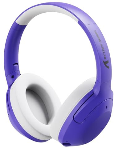 LexonElec x Attack Shark G300 Casque sans Fil avec réduction Active du Bruit, Bluetooth 5.3, Son stéréo HD Basses Profondes, Design léger, Micro intégré, Casque Gaming Over-Ear 3,5 mm (Violet).