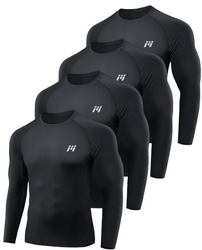 MEETWEE Compression Shirt Men, Long Sleeve Functional Shirt Men Sports Shirt Training Fitness Shirt Breathable Running Shirt Undershirt for Running Jogging Sports Gym