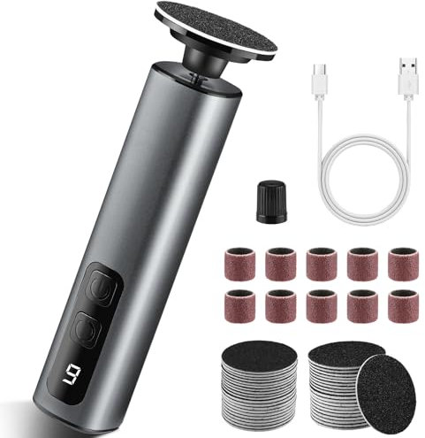 Wiederaufladbare Hornhautentferner Elektrisch, Kabelloser Fußschleifer Pediküre Werkzeuge mit 50 Schleifpapierscheiben, Hornhautentferner für trockene tote Haut, rissige Fersen, Schwielen