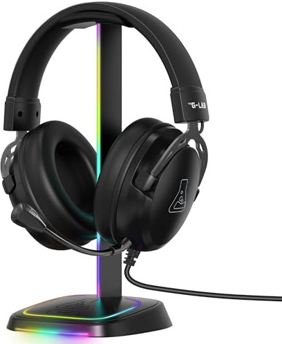 The G-Lab K-Stand Néon RGB – Support Casque Gamer avec Éclairage LED - Porte Casque Rétroéclairé avec Bouton on/Off et Sélection de Couleur - Cadeau Gaming idéal