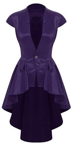 Sinleey Medieval Long Tailcoat for Women Renaissance Steampunk Victorian Gothic Waistcoat Jacket Top Purple M