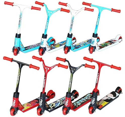 Sixfox Set di 8 mini monopattini per dita, monopattino, dita, skateboard, pedagogico, in miniatura, tricchio, dita, skateboard, puntelli di scena