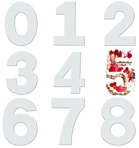 12 pollici Stampo per torta con numeri grande formato Stampi per torte numeriche in acrilico stencil per torta 0-9 Per crema di torta alla frutta Torta di matrimonio Torta di compleanno stampo