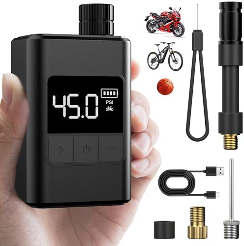 Mini Bomba para Bicicleta, 120 PSI Bomba para Bicicleta eléctrica, Bomba portátil para Bicicleta con válvula Presta y Schrader para Bicicletas de Carretera, Bike montaña, Bike urbanas