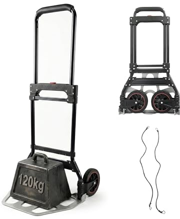 Relaxdays Carrello Pieghevole da Trasloco, Max 120 kg, 111x52x48 cm, Manico Telescopico in Acciaio, Argento/Nero