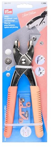 Prym 390918 Vario - Alicates de albaricoque para botones, ojales, remaches y botones de mezclilla, incluye herramienta de perforación, mango ergonómico, accesorios de costura versátiles