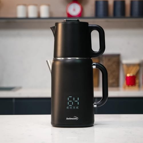 KOCHMASTER Tetera digital Keyfi Pro, 1,5 L + 1,1 L, 1800 W, acero inoxidable, con regulación de temperatura y función de mantenimiento del calor