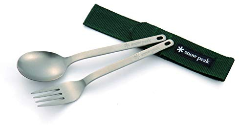 Snow Peak Set forchetta e cucchiaio, SCT-002, titanio giapponese, ultraleggero, compatto per campeggio, zaino in spalla, uso quotidiano, prodotto in Giappone, garanzia del prodotto a vita, argento, taglia unica