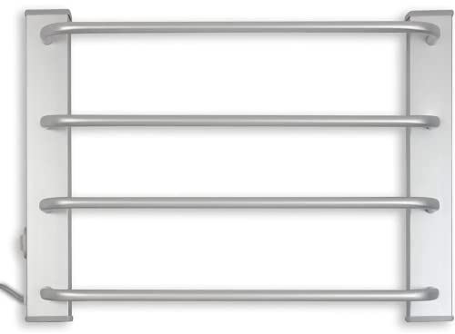 Fishtec Toallero Eléctrico de Pared 60W - Toallero de baño Tendedero Térmico 4 Barras - 50 cm - Aluminio Cepillado