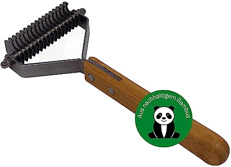 Bamboo Groom Dematting Comb I Hundebürste mit 17 Edelstahlzähnen I Entfilzungskamm für Hunde mit doppeltem Fell I Fellpflege Unterwolle I Unterfellbürste gegen Verfilzungen I Bürste für den Hund
