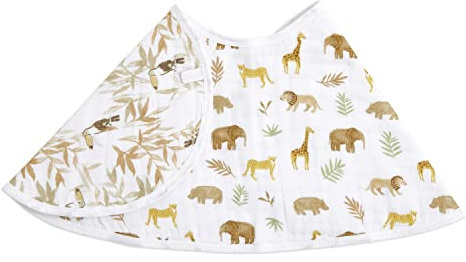 Aden + Anais Essentials Baby - Paño multiusos para eructos y babero para bebés y niños pequeños, 100% muselina de algodón, suave y absorbente, 4 capas, individual, 57 x 28 cm G3303B