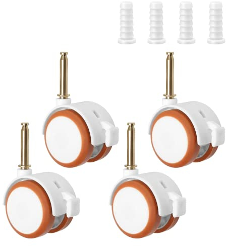 Ticeed 4 Pezzi Rotelle Antigraffio Mobilia, 4 360° girevoli ruote Ruote Antiscivolo per Culla Neonato con Freni Ruote in Gomma per Letto dei Bambini Rotelle Doppio Binario DIY, Carico 150kg Totale