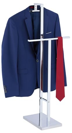 Relaxdays Herrendiener, für Jackett & Hose, HxBxT: 102 x 46 x 32 cm, Stahl, freistehender Stiller Diener, silber