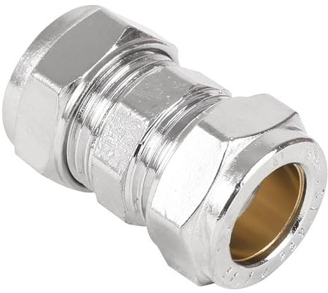 22mm Chrome Coupling (Known as Chrome Pipe Fittings/Compression Fittings / 22mm Coupling/Pipe connectors/Compression Chrome Couplings Also Available in 15mm, 22mm, 28mm, 35mm, 42mm)