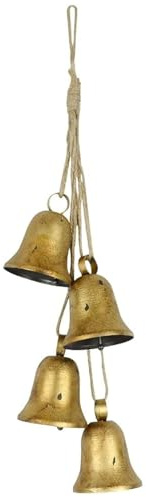 Julklocka prydnader guld vintage mässingsklockor med jutesrep för att hänga robust julklocka prydnader för julgran slitage dörrdekorationer