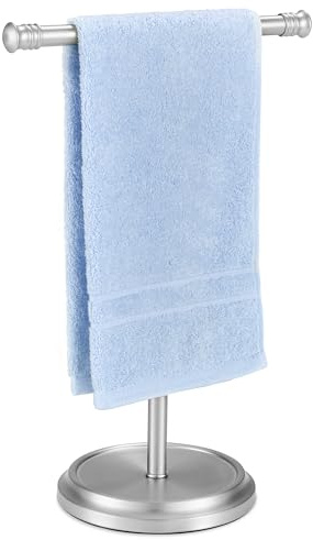 Hand Towel Holder Stand for Bathroom & Kitchen, 14 Inch Freestanding T-Shape Towel Rack Stand with SUS304 Stainless Steel Base, Rust-Proof Towel Bar for Countertop (Brushed Nickel)