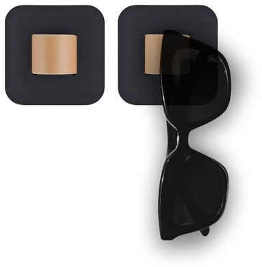 2 Pack Stylish Short Sunglasses Organizer, Wall Mounted Glasses Stand and Holder for Hanging Glasses, Sunglasses Storage Rack Wall, Space-Saving Glasses Display in Grey, for Home or Business Use