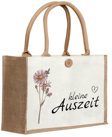 Nangua Geburtstagsgeschenk.Geburtstag für Frauen, Jutesack - nachhaltige Einkaufstasche, Geschenk für Damen, Mutter, Freundin, Kollegin (kleine Auszeit)