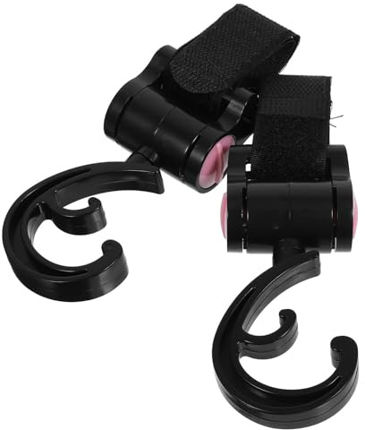 Toyvian Ganchos Giratorios para Cochecito de Ñiño, 2 Piezas, Color Rosa, Gancho Multiusos para Colgar Bolsas de Pañales y Compras, Clip Resistente para Accesorios de Cochecito, Práctico