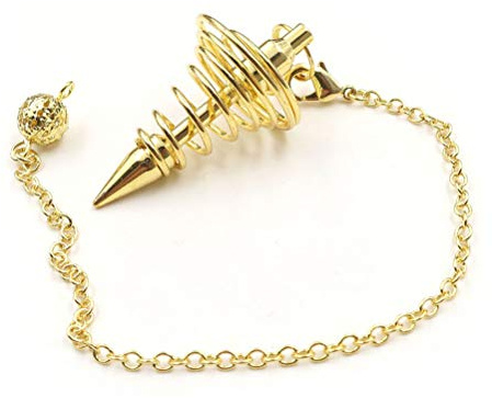 Spacnana Metal Spiritual Pendel Divination Tool Dowsing Pendel för Chakras Tester Healing Balance Energy Field med 7,0 i Kedja (Guld)