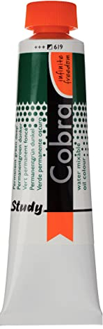 COBRA Talens Study wasservermalbare Ölfarbe, 40 ml, 619 Perm. Grün dkl.