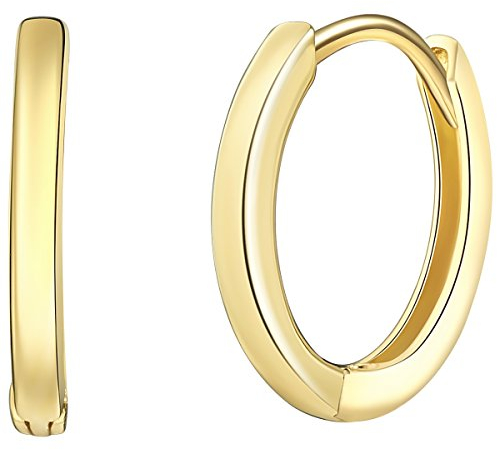 Rafaela Donata Damen Creolen aus 925/- Sterling Silber gelbvergoldet - Klappcreolen Silbercreolen Gelbgold klassisch Unisex