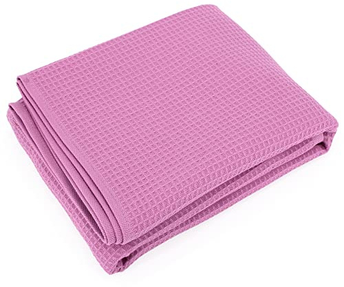 Linnea Drap de Douche 70x140 cm nid d'abeille Pure Waffle 300 g/m² Rose Lavande