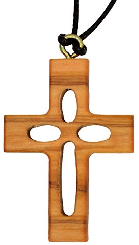 Junker Kirchenbedarf Pendentif - Croix ajourée en Bois d'olivier sur Cordon 38mm