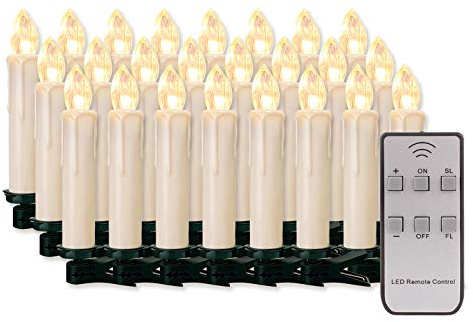 20/30/40/50/60 candele a LED senza fili, dimmerabili, candele di Natale senza fiamma, per albero di Natale, matrimoni, compleanni, feste (custodia bianca latte, 30 pezzi)