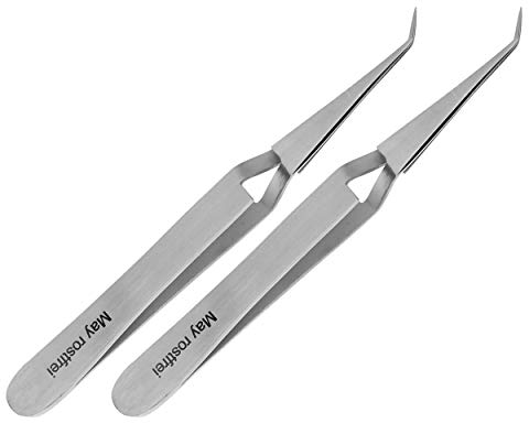 Lot de 2 pinces à souder – Pince à souder en croix – Pince industrielle – Pince technique – Fine – Pointe coudée – Acier inoxydable