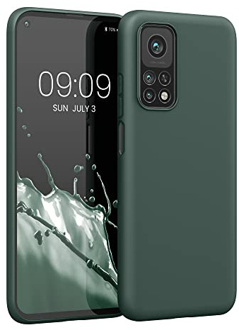 kwmobile Hülle kompatibel mit Xiaomi Mi 10T / Mi 10T Pro Hülle - weiches TPU Silikon Case - Cover geeignet für kabelloses Laden - Moosgrün