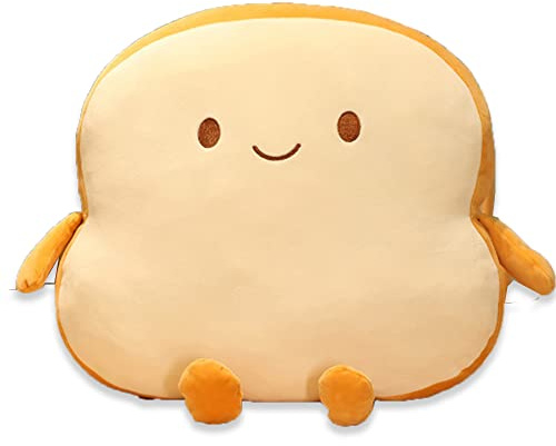 Almohada de pan tostado, divertido alimento de peluche almohadas pequeñas y lindas de felpa para sofá tostadas para niños y adultos, regalo para decoración de la habitación de la (pan tostado, dorado)
