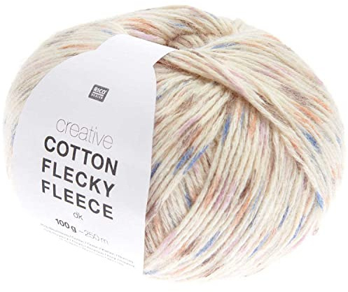 Baumwollmischgarn Rico Creative Cotton Flecky Fleece Farbe 03, bunte Wolle mit farbigen Tupfen zum Stricken oder Häkeln