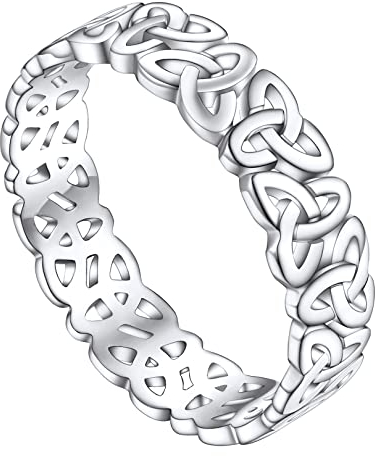 FOCALOOK S925 Silberring Triquetra Ring Frauen Durchbrochener Ring Größe 64 Fingerring Verlobungsring Schmuck Accessoire für Hochzeit Valentinstag