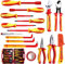 WEDO VDE Isolierte Werkzeuge Set Kit 16-teilig,1000V，Elektriker Sicherheits Tools Sets mit Zange, Schlüssel, Steckdosen, Schlitz Phillips Schraubendreher, Spannungsprüfer im harten Koffer, IEC 60900