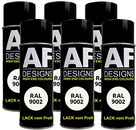 Alex Flittner Designs Lackspray RAL 9002 GRAUWEISS seidenmatt 6x 400ml Spraydose Buntlack Autolack