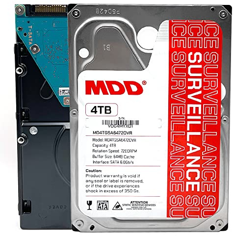 MDD MAXDIGITALDATA MDD (MDD4TSATA6472DVR) 4TB 7200RPM 64MB Cache SATA 6.0Gb/s 3.5-inch Internal Surveillance Hard Drive (Renewed)
